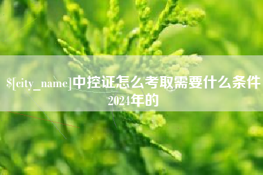 甘肃中控证怎么考取需要什么条件2024年的